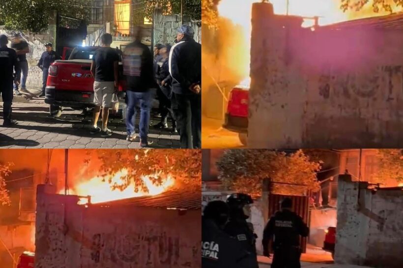 Vecinos de Xicohtzinco incendian vivienda de presuntos ladrones tras robo de motocicleta