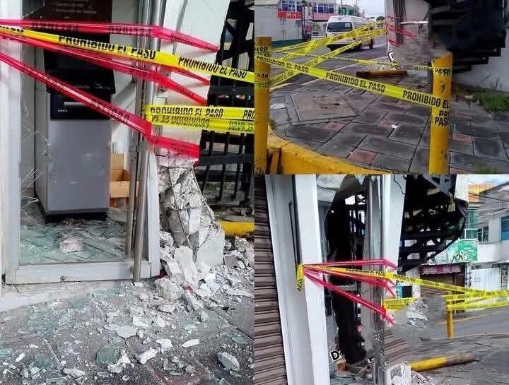 Conductor en estado etílico destruye cajero automático de Banorte en Zacatelco