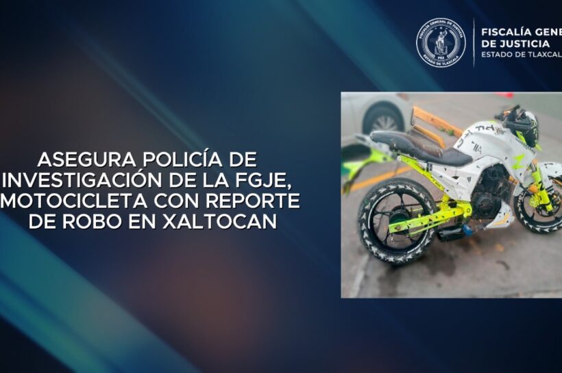 Asegura Policía de Investigación motocicleta robada en Xaltocan; tenía alteraciones en serie y placas