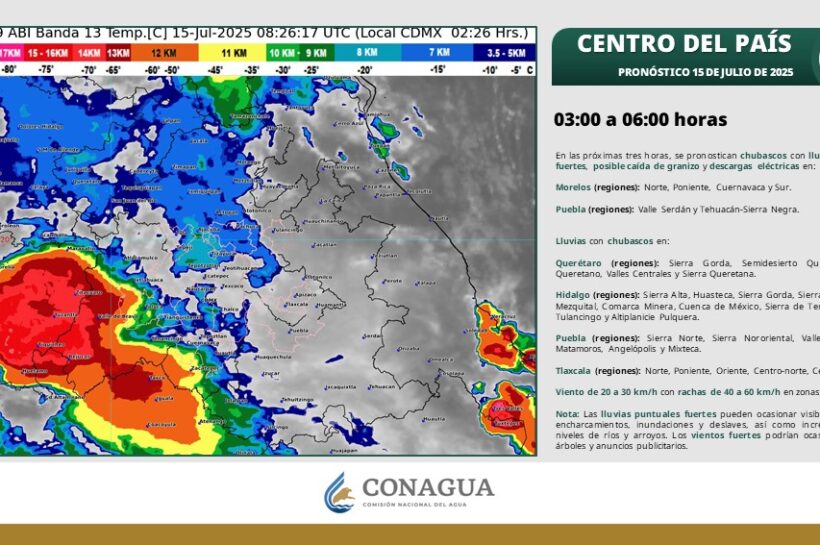 Se avecina tormenta en Tlaxcala: alertan por lluvias fuertes, granizo y descargas eléctricas